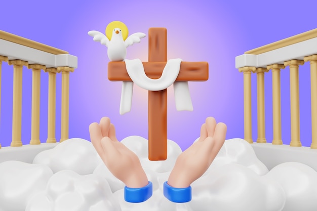 Free PSD 3d rendering of heaven illustration