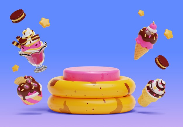 3d rendering of ice cream sales podium