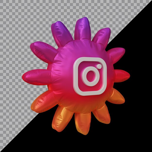3d rendering of instagram icon balloon