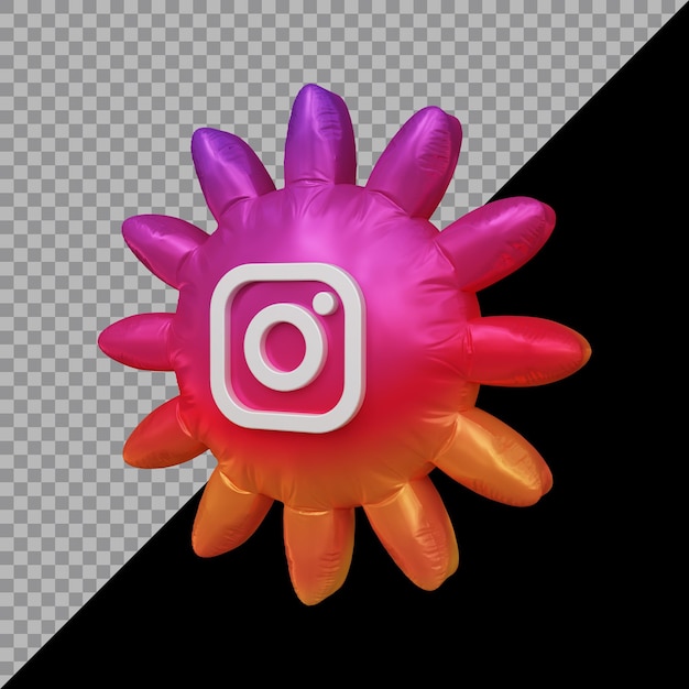 3d rendering of instagram icon balloon