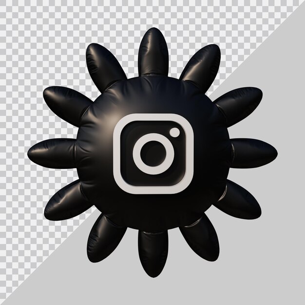 3d rendering of instagram icon balloon