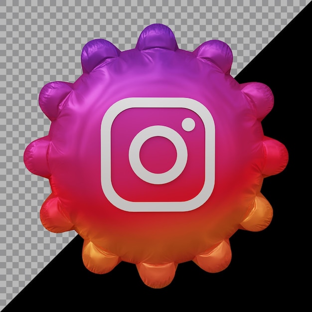 3d rendering of instagram icon balloon
