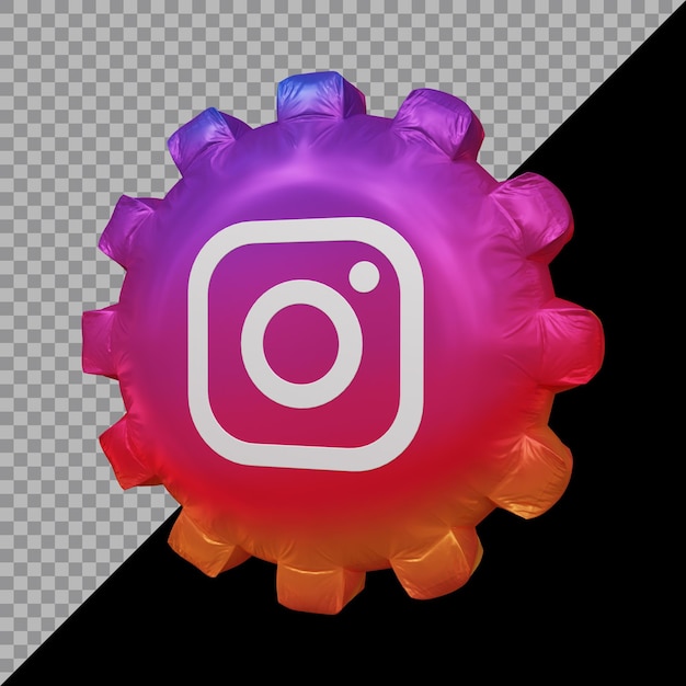 3d rendering of instagram icon balloon