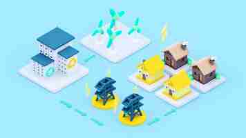 Free PSD 3d rendering of  isometric ecologic concept