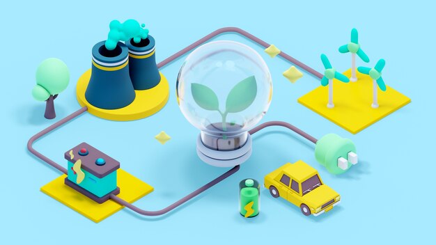 3D-рендеринг изометрической экологической концепции