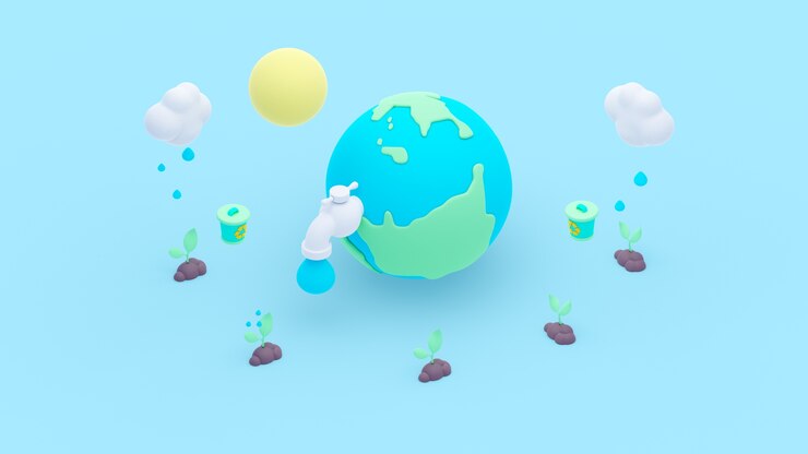 무료 PSD 아이소메트릭 생태 개념의 3d 렌더링