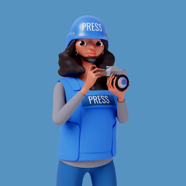 Free PSD 3d rendering of journalist cartoon