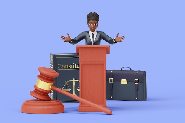 Free PSD 3d rendering of judge  character