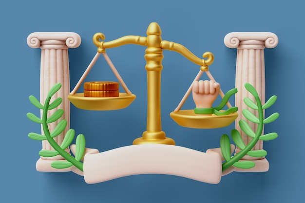 3d rendering of justice still life background