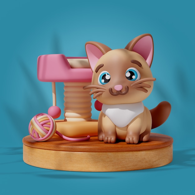 3d rendering of kawaii animals illustration