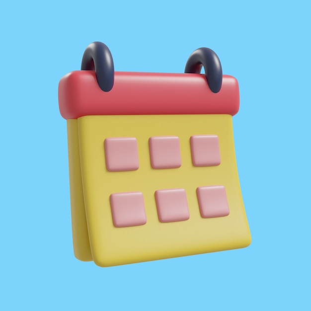 Free PSD 3d rendering of kawaii time and date icon