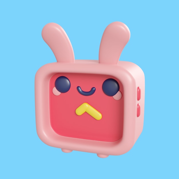 Free PSD 3d rendering of kawaii time and date icon