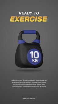 3d rendering kettle bell icon