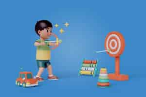 Free PSD 3d rendering of kindergarten character