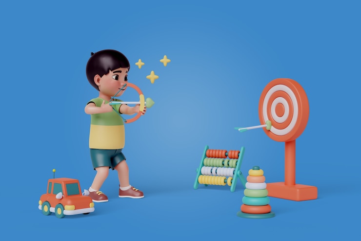 Free PSD 3d rendering of kindergarten character