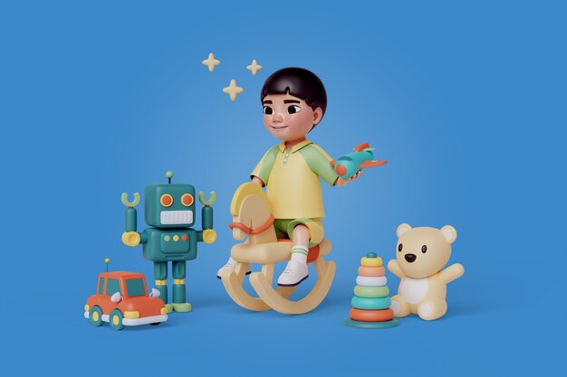 3d rendering of kindergarten character