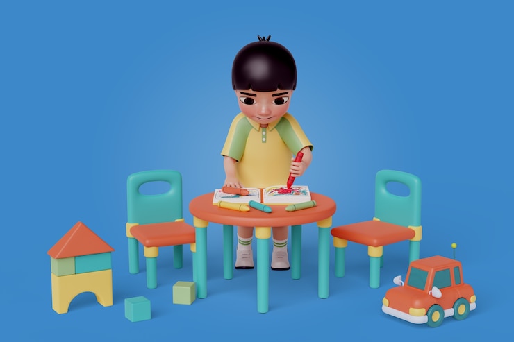 Free PSD 3d rendering of kindergarten character
