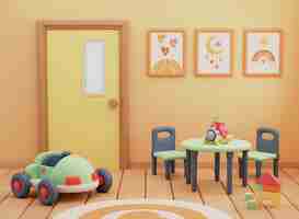 Free PSD 3d rendering of kindergarten illustration