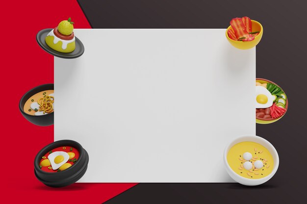 3d rendering of korean food blank banner