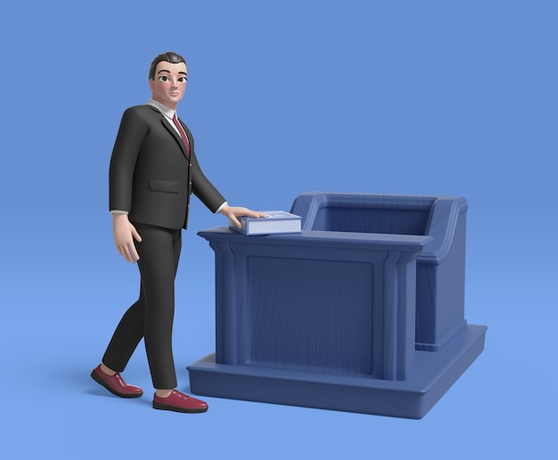 3d rendering of lawyer character