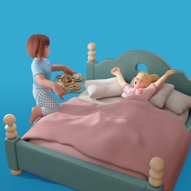 3Dレンダリング レズビアンカップル