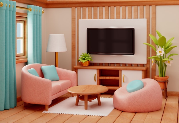 3d rendering of living room illustration