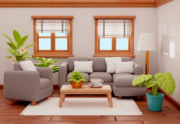 3d rendering of living room illustration