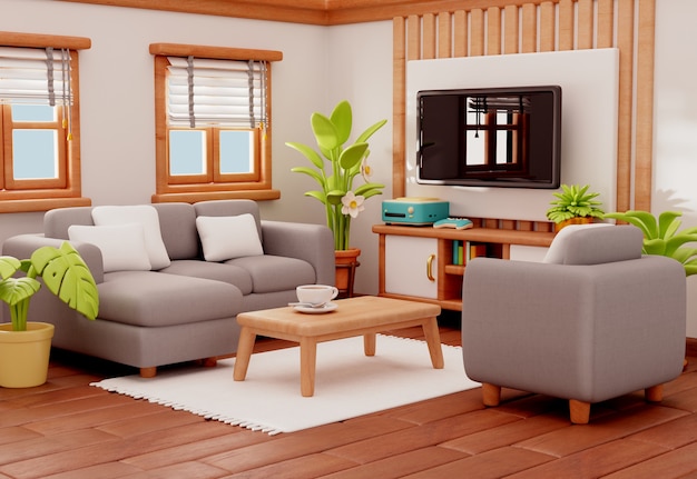 3d rendering of living room illustration