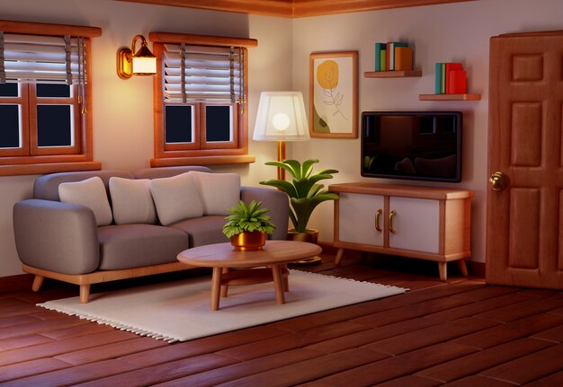 3d rendering of living room illustration