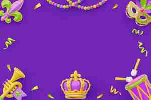 Free PSD 3d rendering of mardi gras background