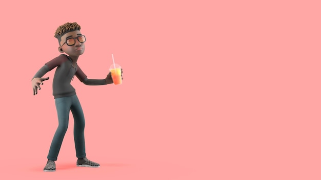 Free PSD 3d rendering of mike with juice