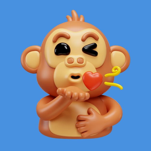 Free PSD 3d rendering of monkey emoji