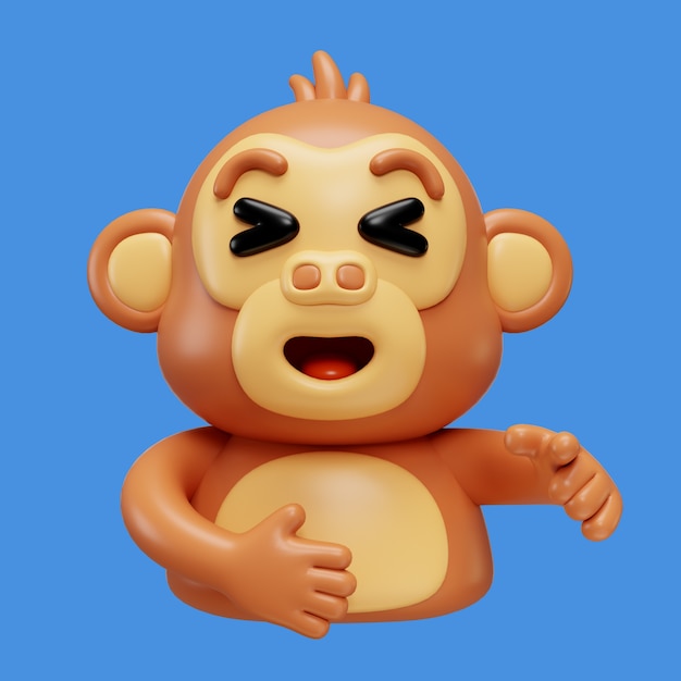 3d rendering of monkey emoji