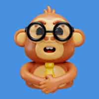 Free PSD 3d rendering of monkey emoji