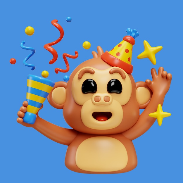 Free PSD 3d rendering of monkey emoji