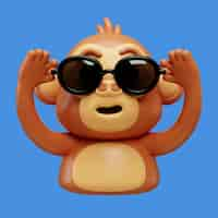 Free PSD 3d rendering of monkey emoji