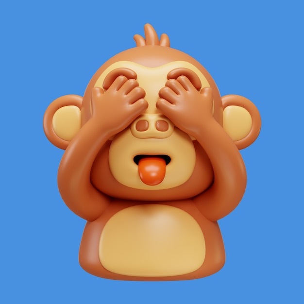 Free PSD 3d rendering of monkey emoji