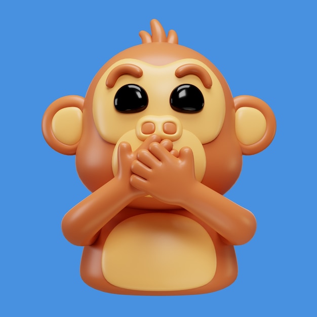 Free PSD 3d rendering of monkey emoji