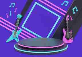 Free PSD 3d rendering of music podium background