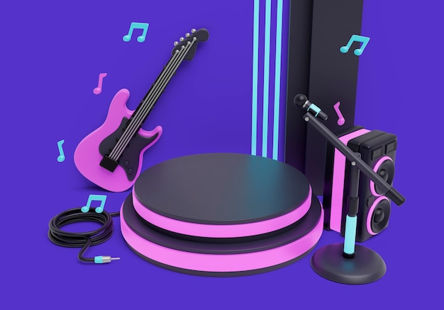 3d rendering of music podium background