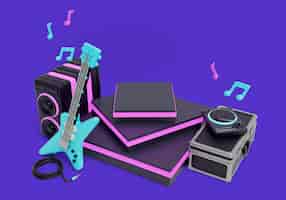 Free PSD 3d rendering of music podium background