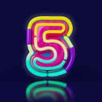 Free PSD 3d rendering of neon number icon