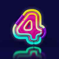 Free PSD 3d rendering of neon number icon