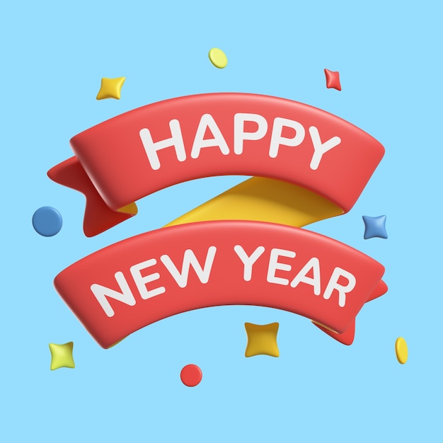 3d rendering of new year icon