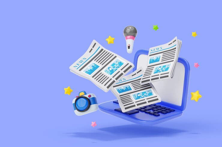 मुफ़्त PSD 3d rendering of news sales background