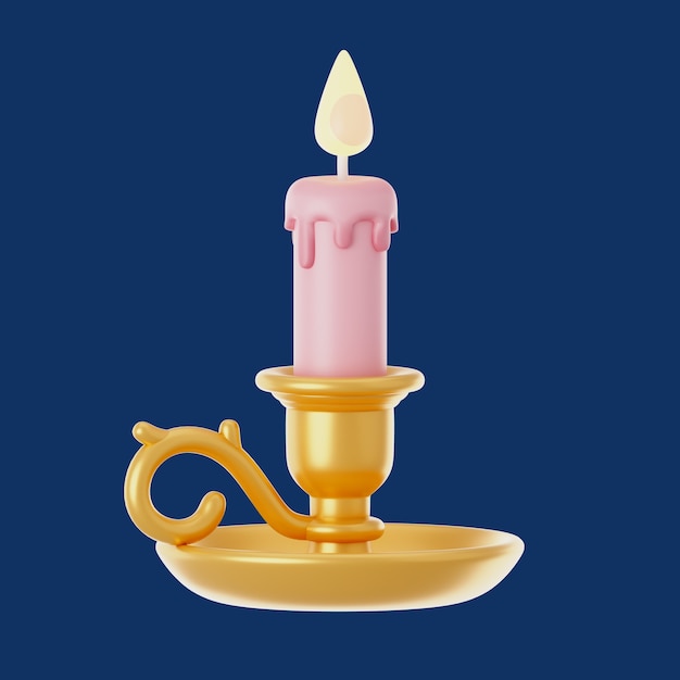 Colorful candle with melting wax and flame png download - 1632