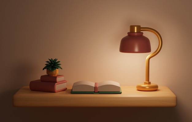 Free PSD 3d rendering of night table still life background