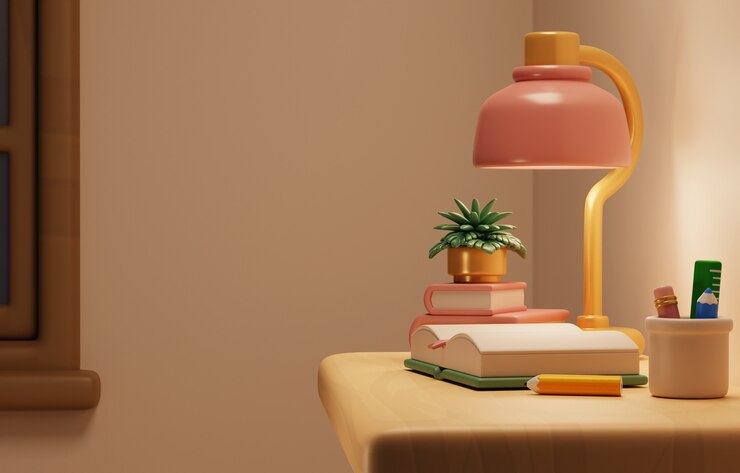 Free PSD 3d rendering of night table still life background