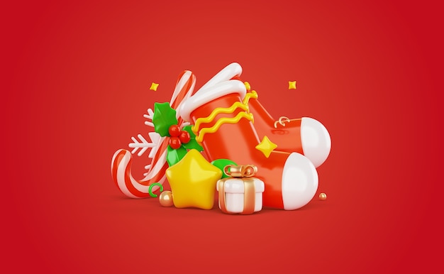 無料PSD クリスマスの背景の 3 d レンダリング