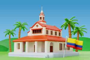 Бесплатный PSD 3d-рендеринг колумбийской ратуши